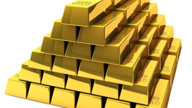 gold, bars, pile