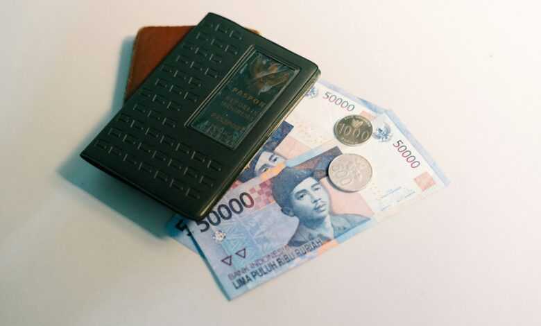 banknote and Passport on white panel