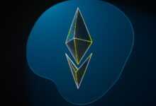 a stylized image of a blue and yellow diamond