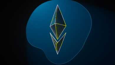 a stylized image of a blue and yellow diamond