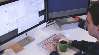 typing, computer, man
