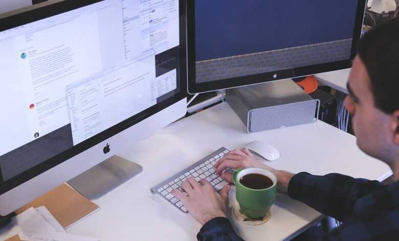 typing, computer, man