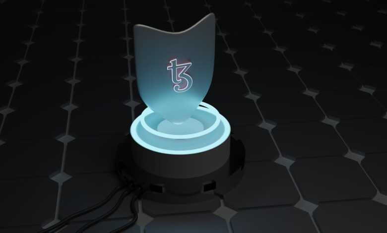 a glowing object on a black surface with a black background