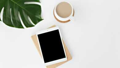 white iPad on white surface