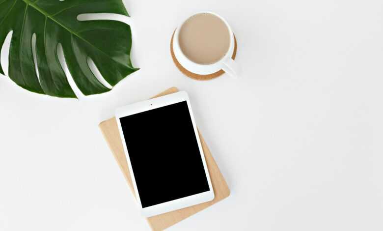 white iPad on white surface