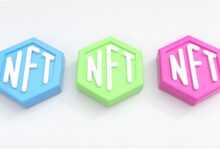 three different colored blocks with the letters nft and nft on them