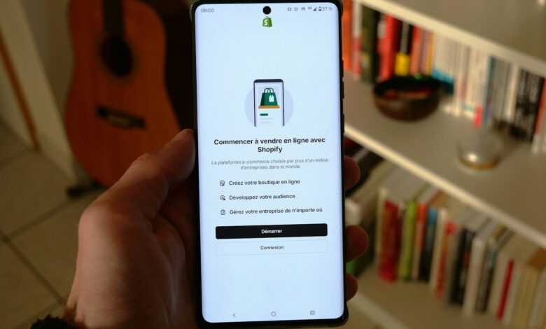 A phone shows a shopify app setup screen.