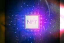 a close up of a circuit board with a neon light